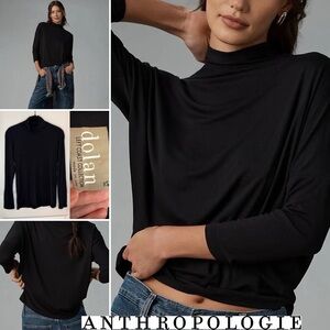 Anthropologie Dolan Black Mock Neck Top Women’s XS Capsule Wardrobe Quiet Luxury